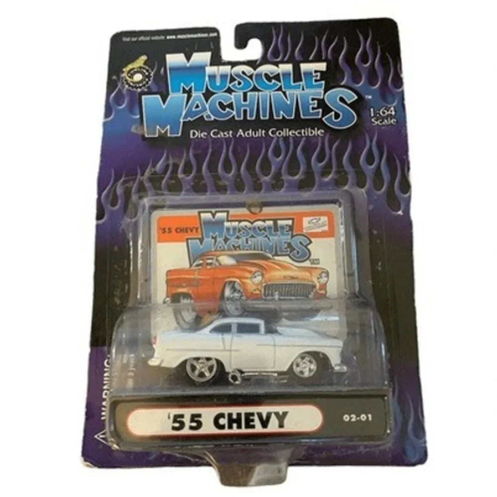 Muscle Machines 55 Chevy White 1:64 Scale Die Cast Car‎ 02-01 Funline 2000 New